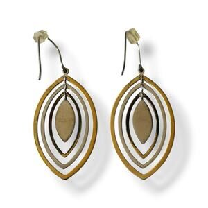 Saks Fifth Avenue Sterling Silver 925 2-Tone Marquise Dangle Earrings - China